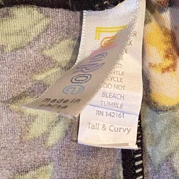 - 1273 LuLaRoe Size T & C Leggings Black Yellow Gold Florwers Print New - Picture 3 of 4